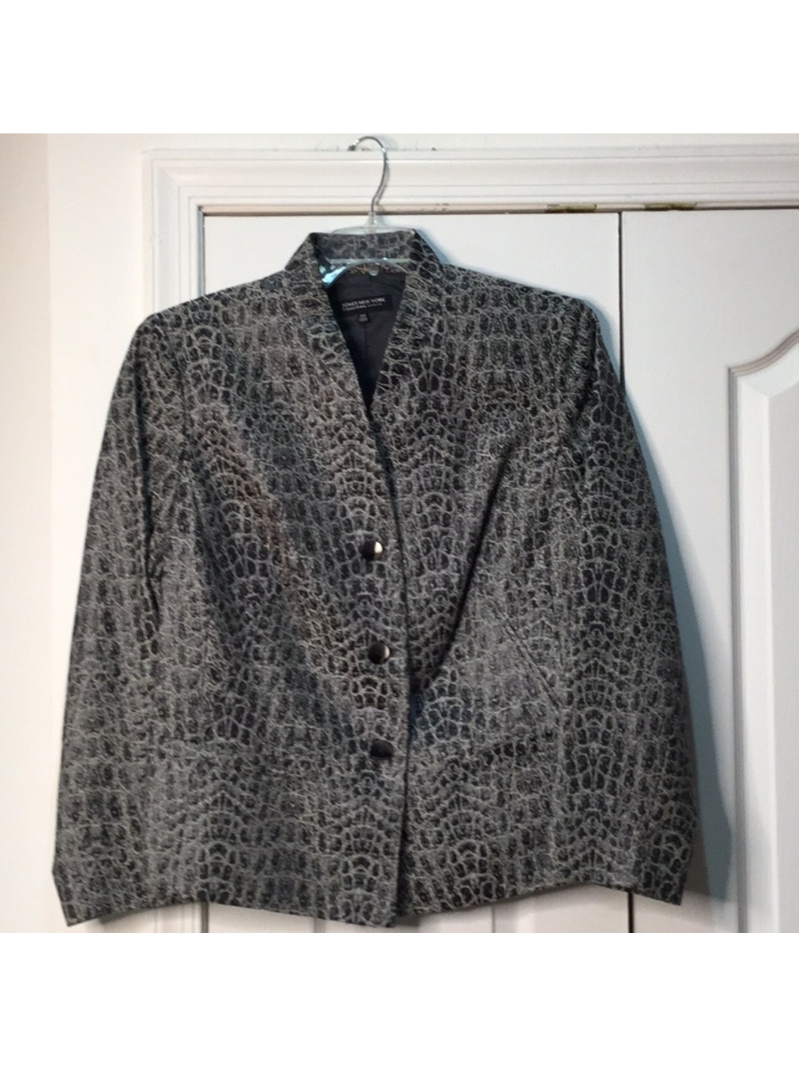 Jones Ny Grey Black Shimmer Giraffe Print 18w